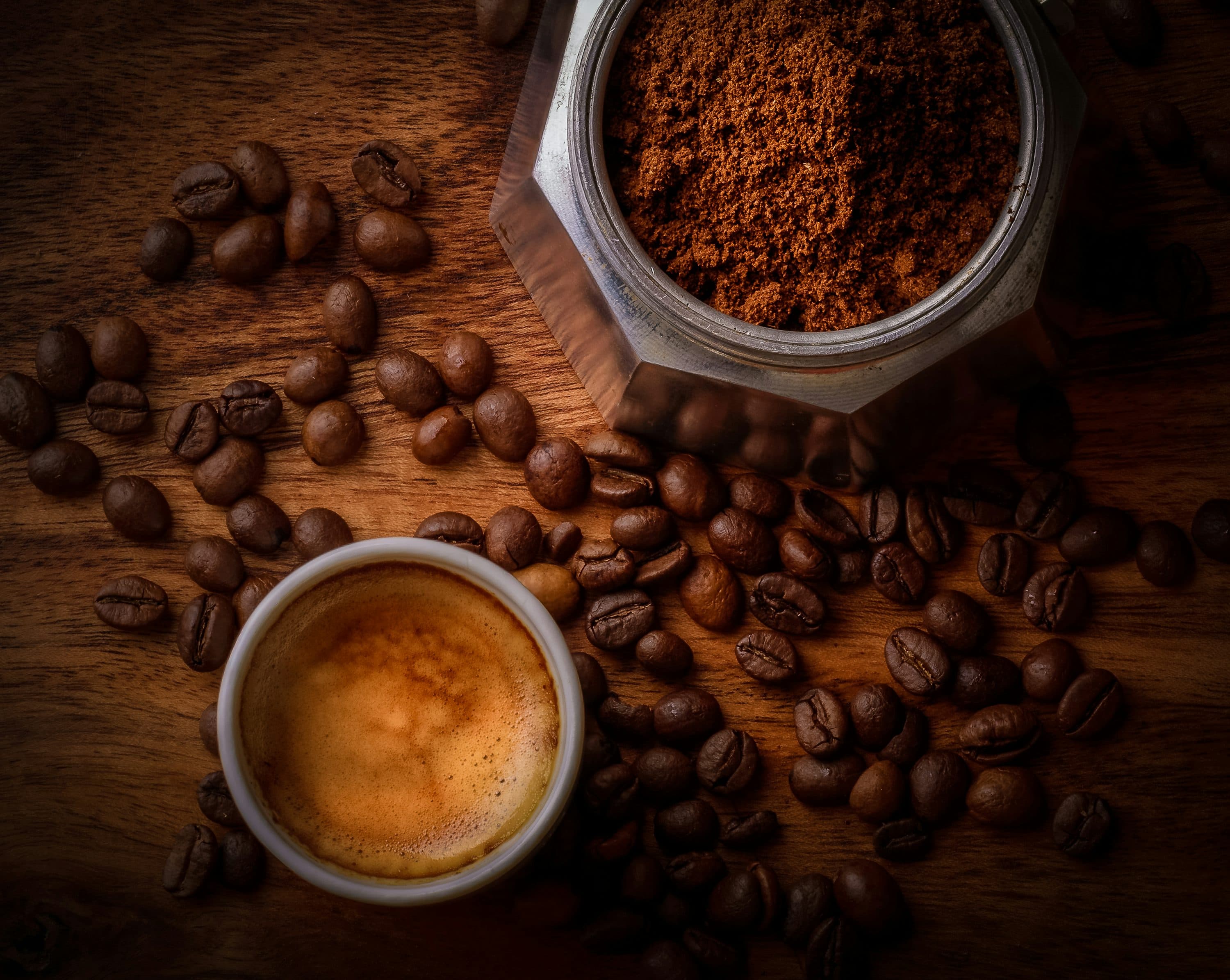 coffee beans and ground beans